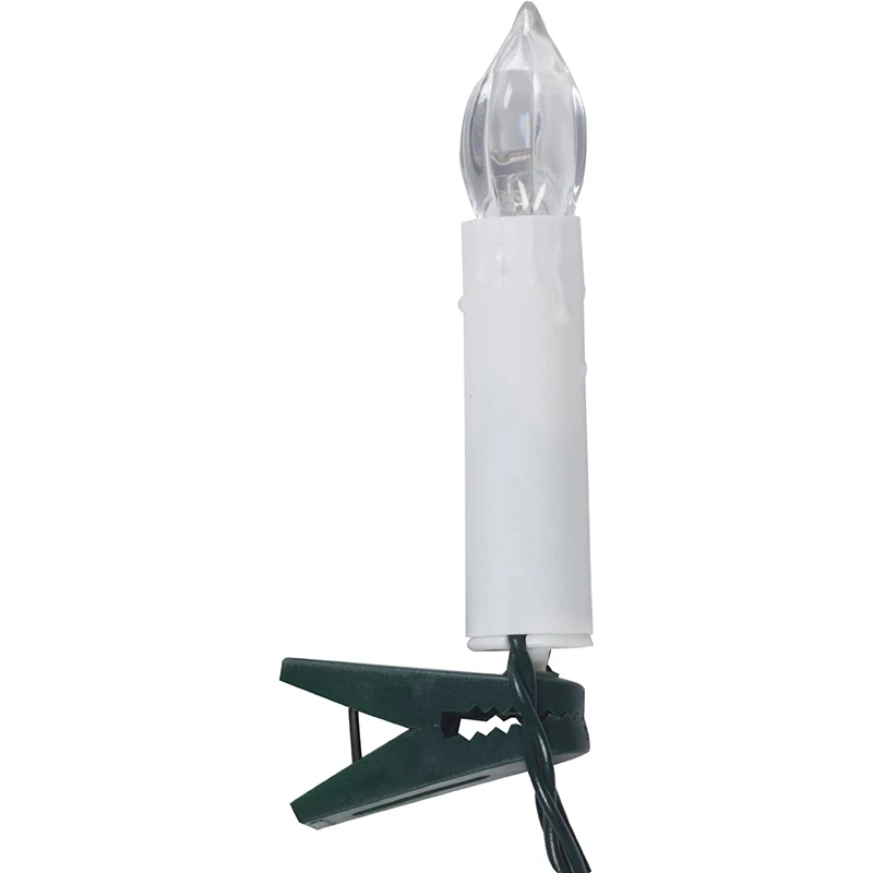 

Светодиодная беспламенная гирлянда на батарейках, светильник ящаяся гирлянда в виде свечи с зажимами для деревьев, украшение, стандарт ЕС