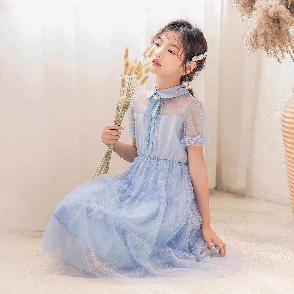 

Teenage Girls Princess Dress Summer Mesh Chiffon Travel Party Evening Dresses for Girls School Clothes Kids Costume 12 13 Years