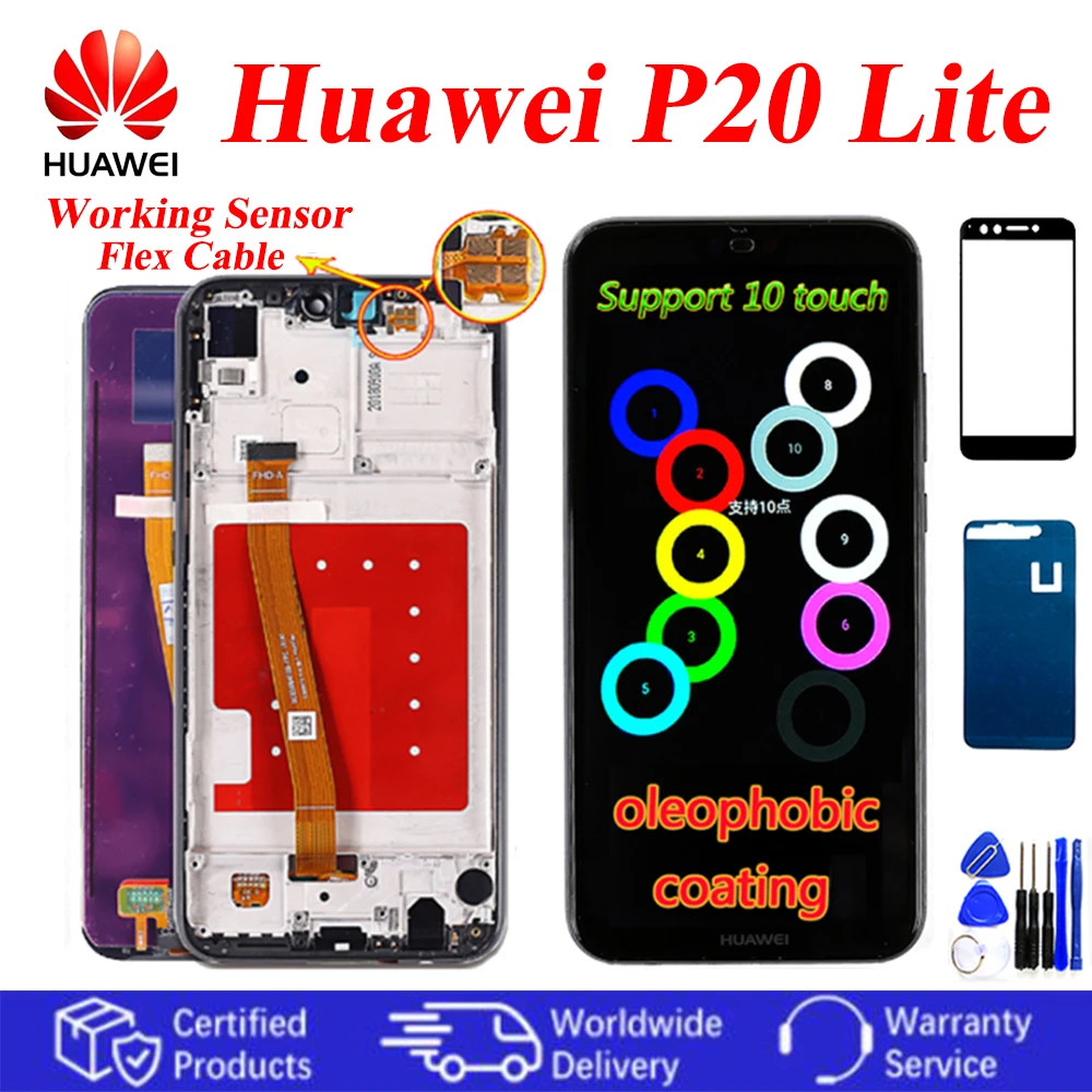 10 точечный сенсорный экран huawei P20 Lite ANE LX1 LX3 Nova 3e ЖК дисплей дигитайзер Рамка