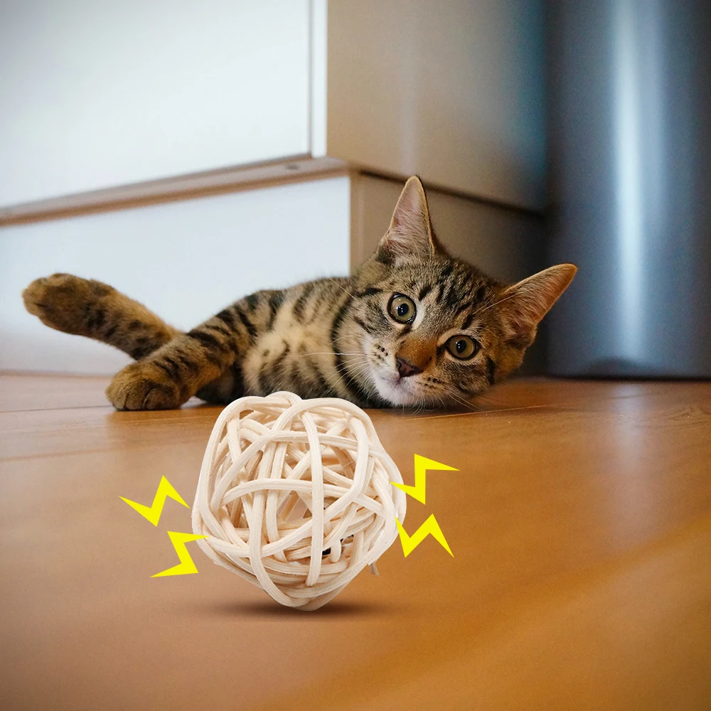 Забавная плетеная веревка Sisal для кошек игрушка из ротанга с перьями