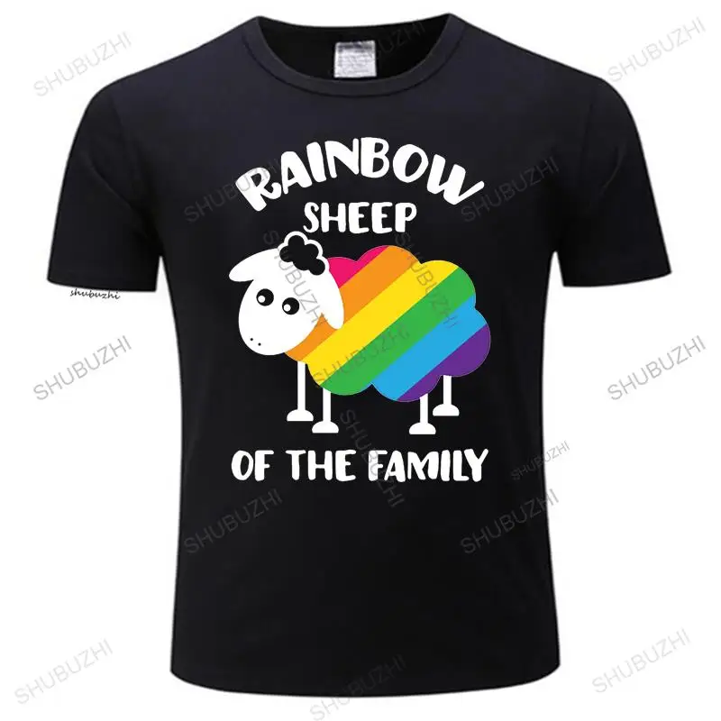 

Svago degli uomini LGBT Arcobaleno Pecore Della Famiglia T-Shirt Bianca Manica summer cool T Shirt Personalizzate del Ragazzo