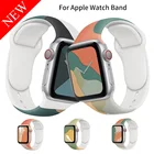 Ремешок силиконовый для Apple Watch Band 44 мм 40 мм 38 мм 42 мм, спортивный резиновый браслет для смарт-часов iWatch Series 3 4 5 6 SE