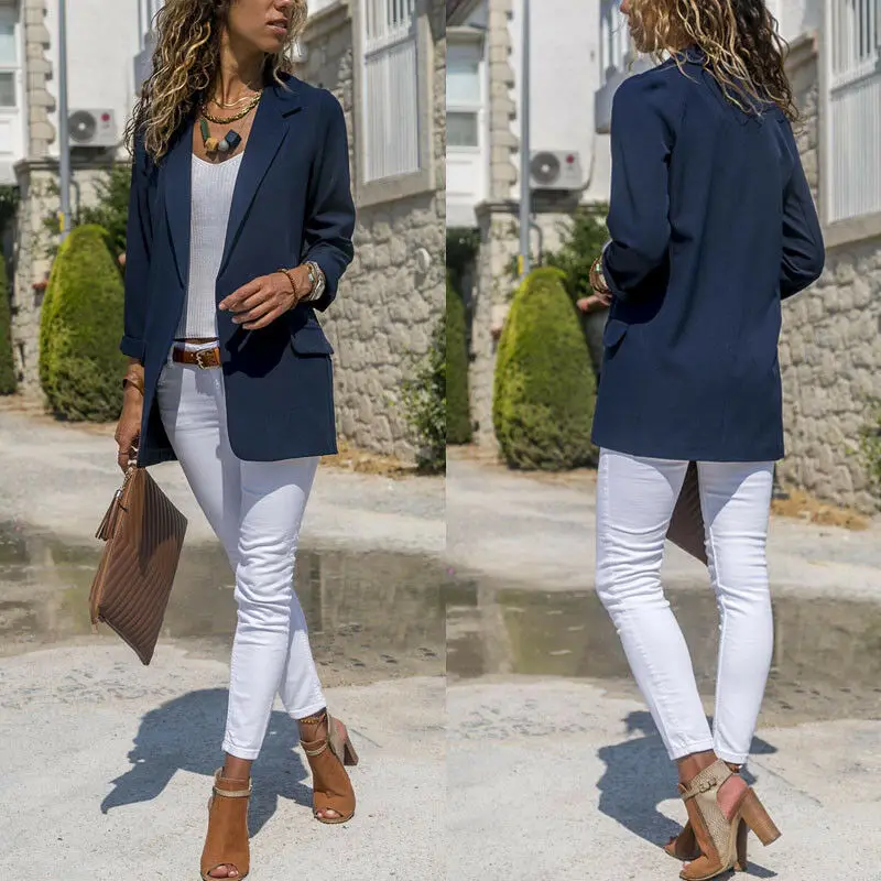 

New Fashion Women Blazer Open Front Coat Ladies OL Office Suit Cardigan Jacket Slim Outwear