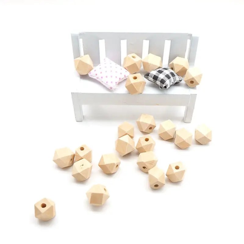 Chenkai 100PCS 10mm Wooden Beads Baby Teething Beads Wood Hexagon Beads Baby Teethers For baby care Toys Jewelry Making