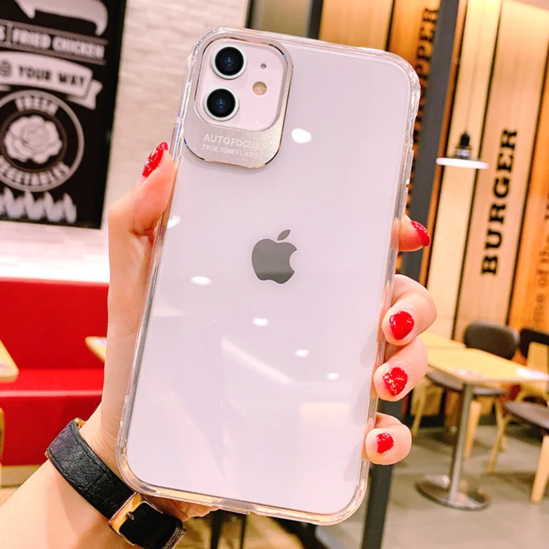 Роскошный прозрачный металлический защитный чехол для объектива камеры iPhone 12 Mini