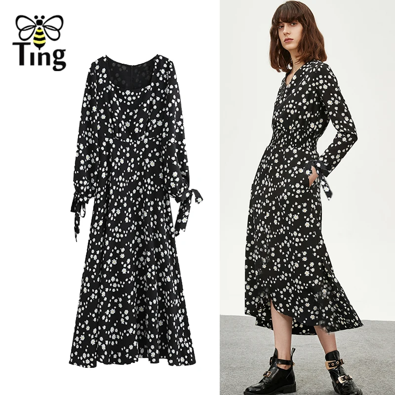 Женское длинное платье с квадратным вырезом Tingfly винтажное Элегантное