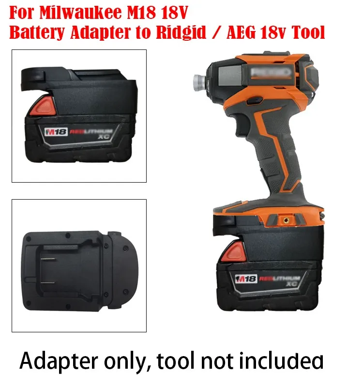 

For Milwaukee M18 18V Battery Adapter To Ridgid / AEG 18v Lithium Ion Tool Batteries ABS Black Electric Drills Parts