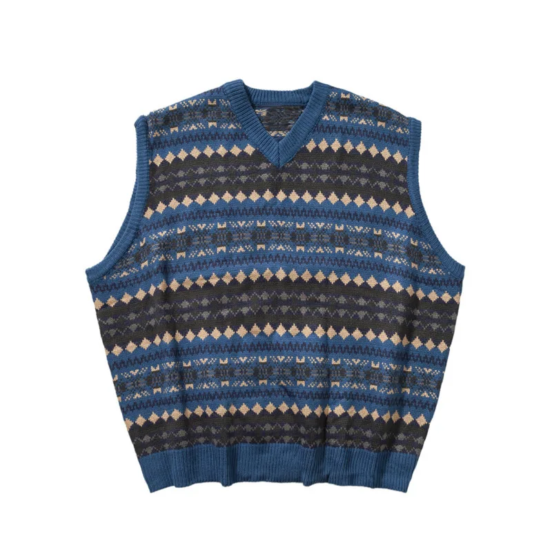 

Sweater Vest Men's Fashion Retro Casual V-neck Knitted Pullover Men Streetwear Male Clothes Wild Loose Couple S-XL