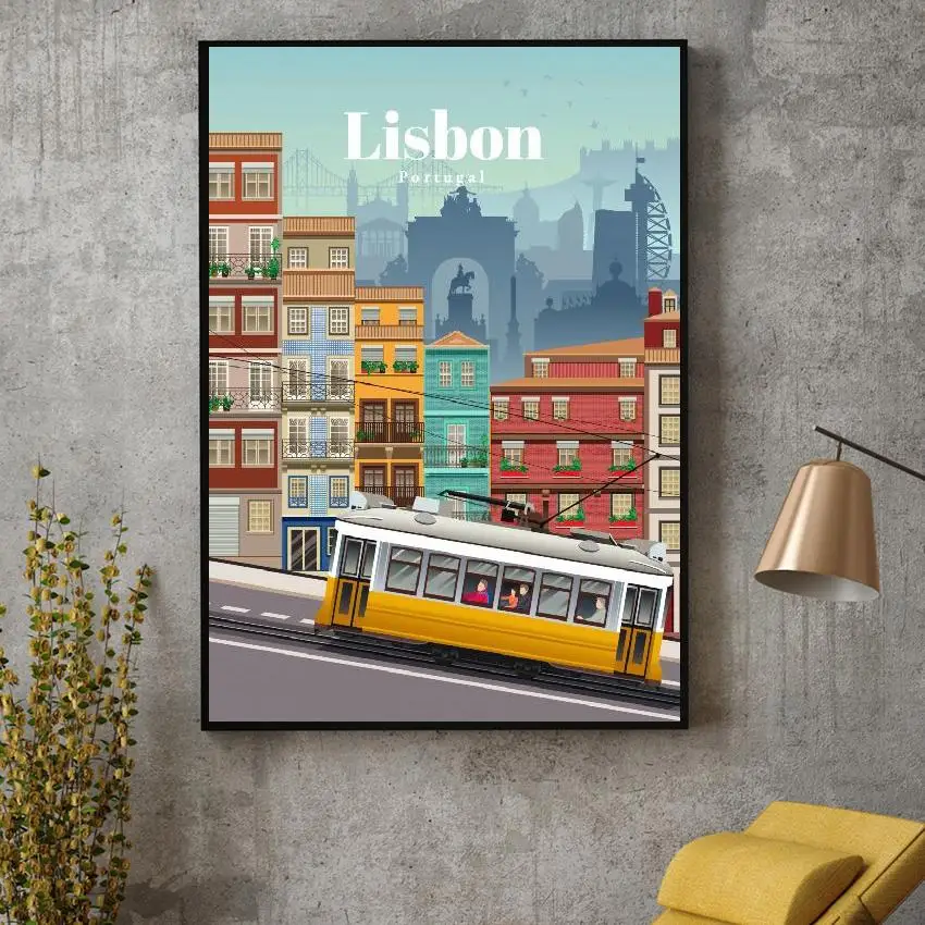 

Travel to Lisbon Canvas Travel poster Wall Art Pictures for Living Room Home Decor No Frame