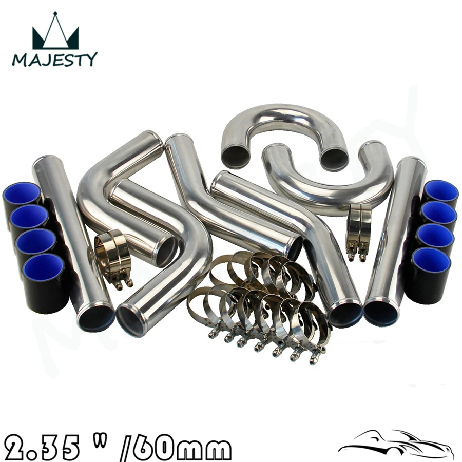 

Универсальный комплект труб для интеркулера TURBO BOOST, 2,36 дюйма, 60 мм, 8 трубок L = 450 мм, черный