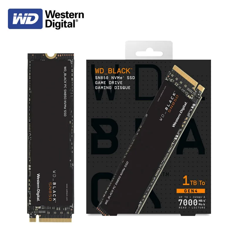 Western Digital WD_BLACK SN850 RGB 1 ТБ NVMe встроенный твердотельный накопитель PCIe 4 0 Gen4 SSD 7000 МБ/с.
