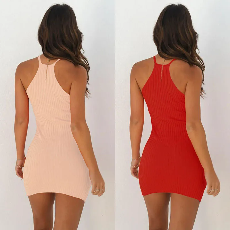 

Pop Women Solid Dress Sleeveless Slim Fit Breathable Simple Casual Dress For Summer Pop 88