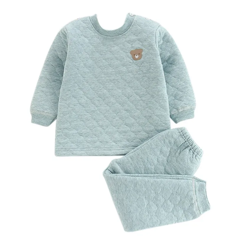 Детский зимний стеганый плотный теплый повседневный трехслойный комплект