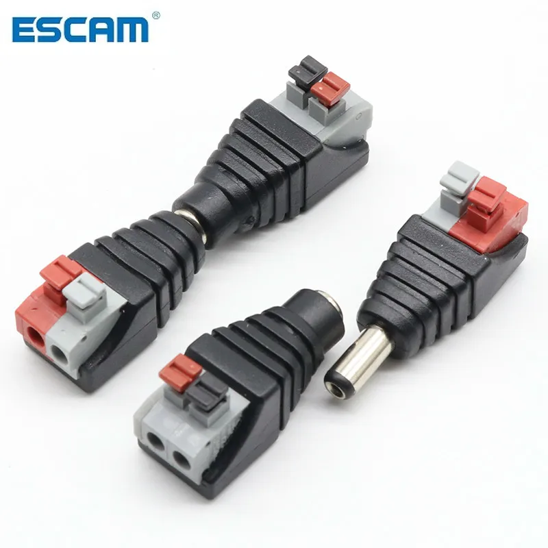 ESCAM 5 шт. штекер постоянного тока + гнездовой разъем 2 1*5 мм адаптера питания для