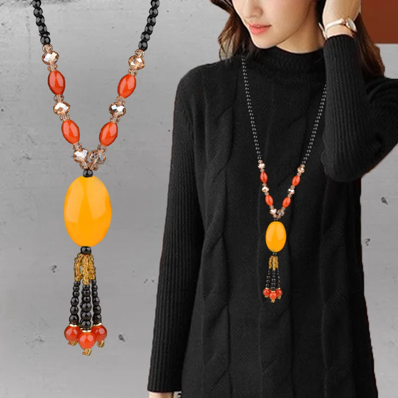 Женское длинное ожерелье с кисточками в стиле ретро этнический изящный Джокер