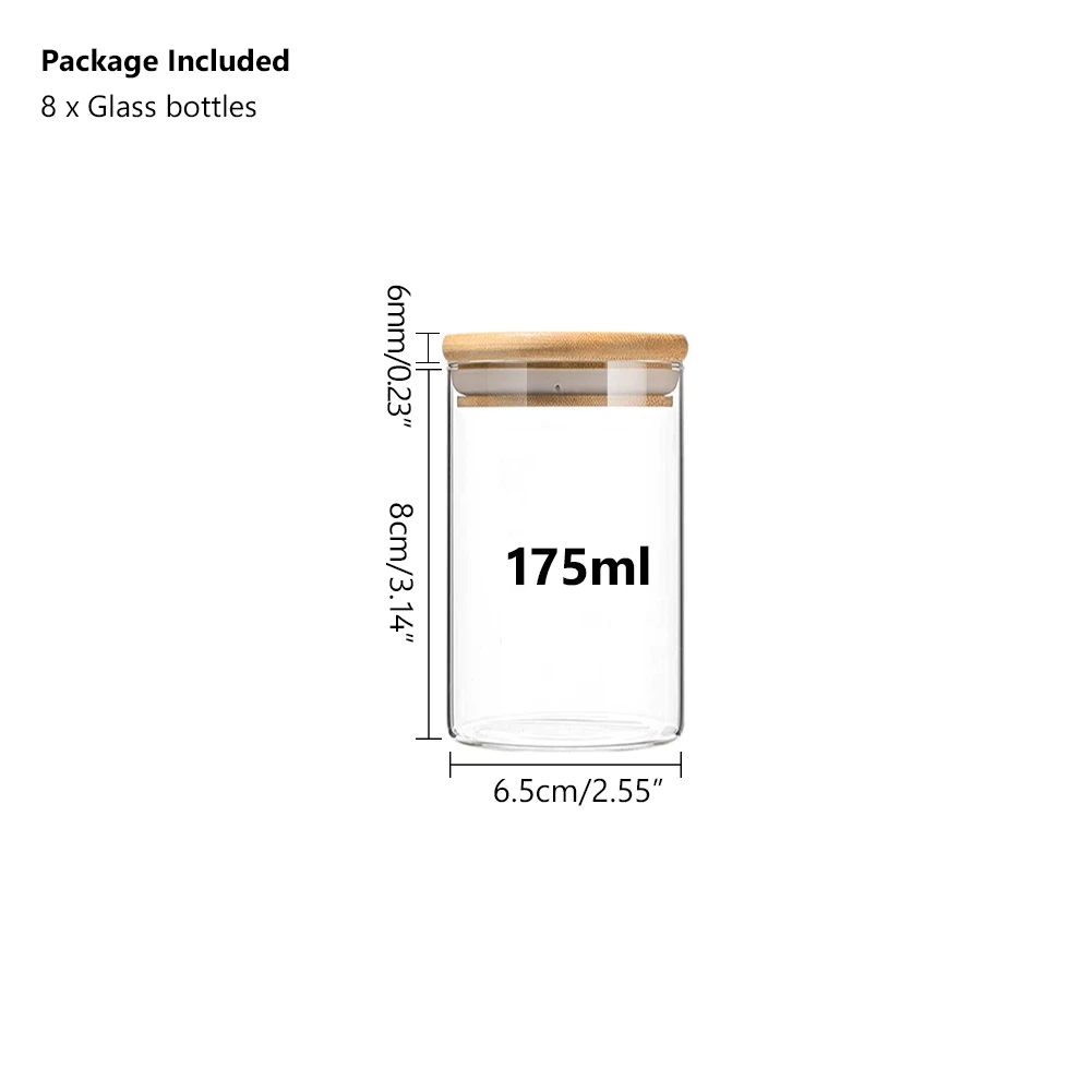 8 шт. стеклянная банка для хранения еды деревянная крышка силиконовое кольцо 175 мл