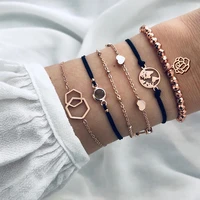aprilwell 6 pcs boho charm bracelet sets for women bead cord wrist chain aesthetic armband y2k jewelry accessories gift egirl