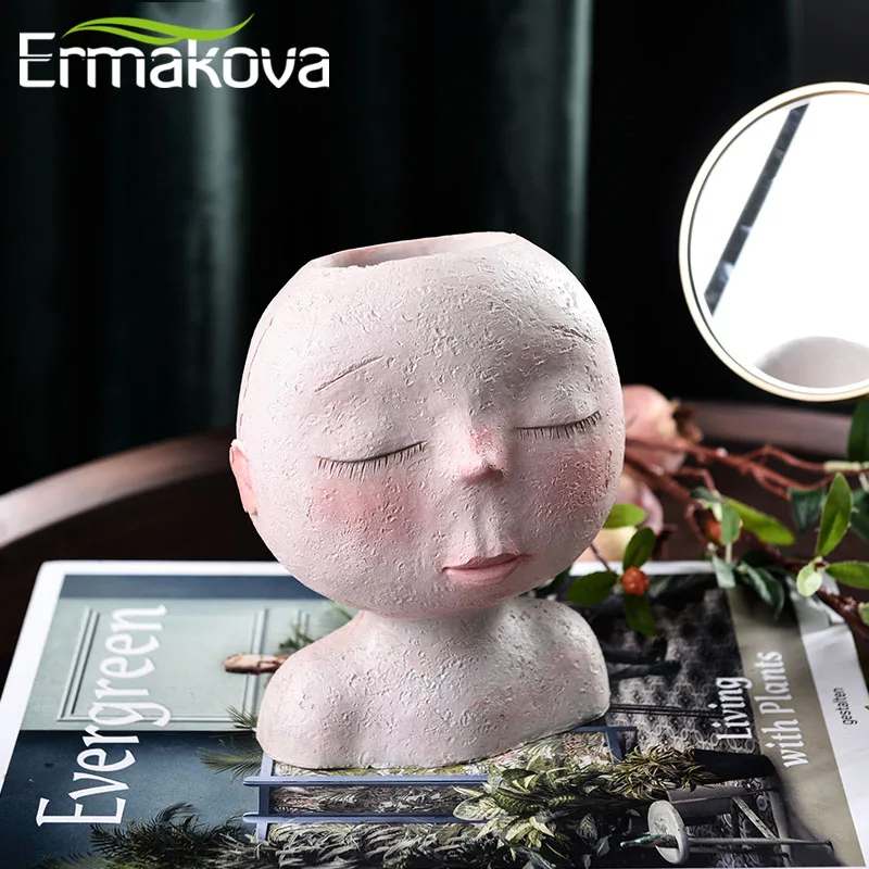 ERMAKOVA Скандинавская Смола ваза для головы человека художественная Цветочная