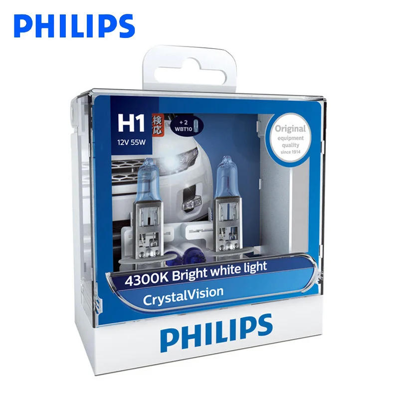 Philips H1 H4 H7 H11 9005 9006 12V с украшением в виде кристаллов видение 4300K яркий белый
