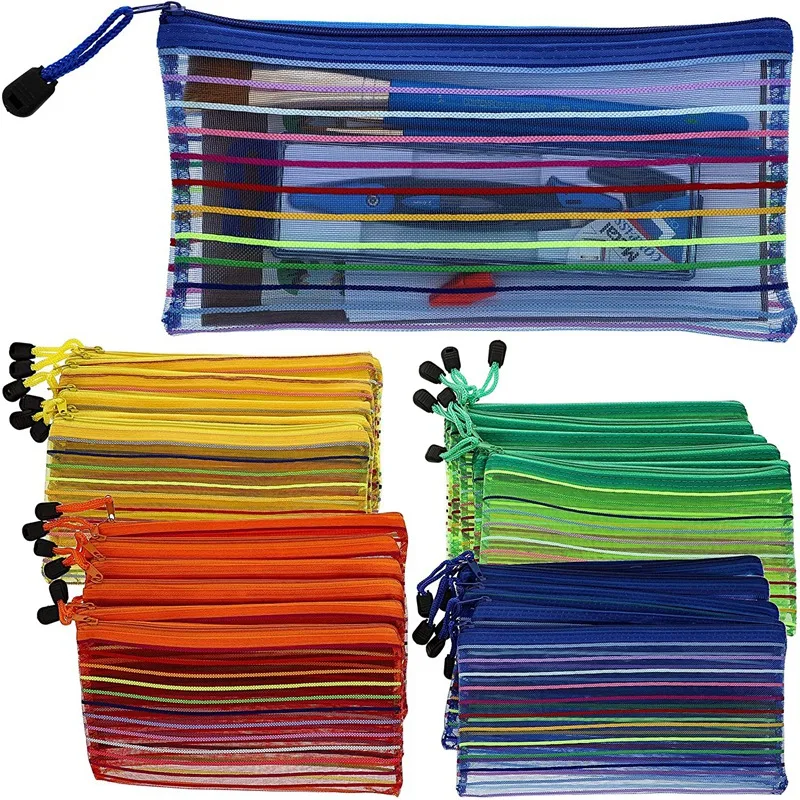 

PPYY-Zipper Mesh Pouch,Pencil Pouch Pen Bag Travel Bags for School and Office Supplies Cosmetics Travel Accessories