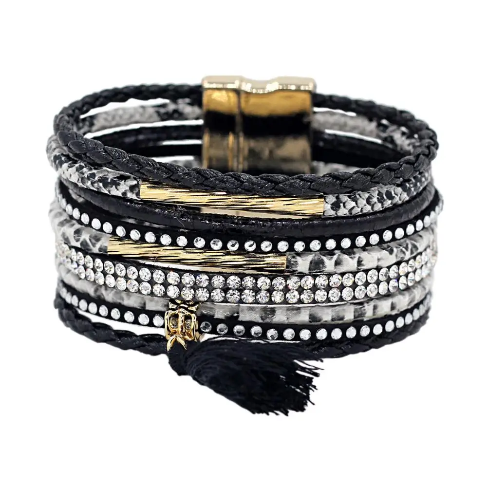 VONNOR ювелирные изделия Многослойные веревки стразы аксессуары с бахромой браслет