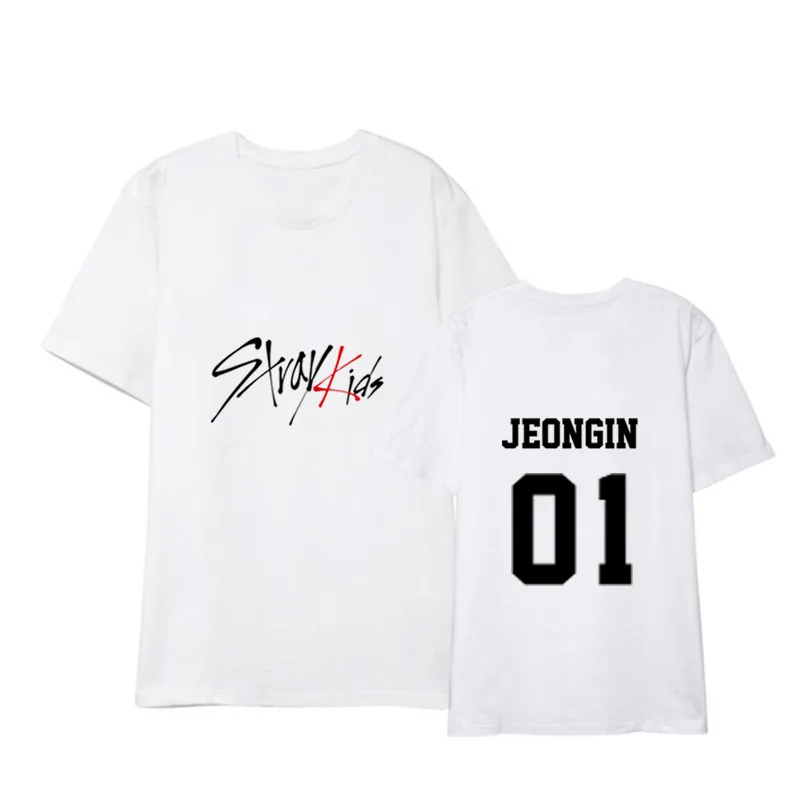 Straykids/одежда в Корейском стиле; свободная летняя футболка для студентов; Новинка; черно-белая футболка с короткими рукавами для детей