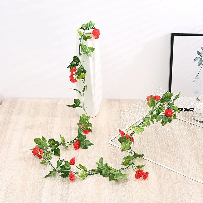 

Artificial Flower, Length 2.4m, Morning Glory Vine, Home Decoration,Courtyard Fence,Balcony Wall Hanging,Wedding Background Wall