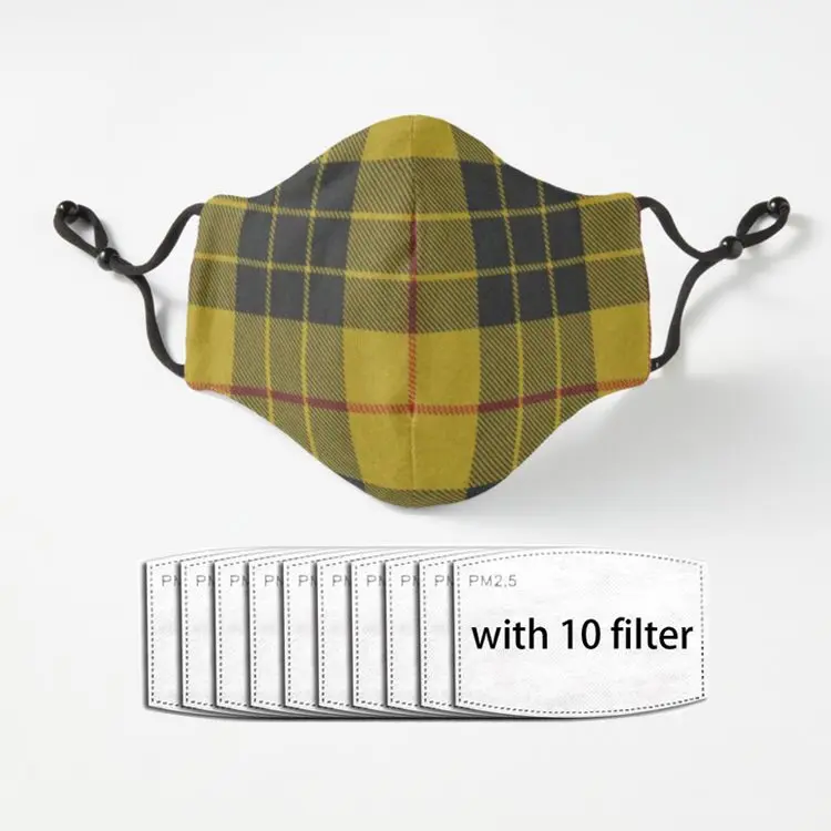 

Маска SCOTS KILT шотландская клетка для взрослых, многоразовая моющаяся маска для лица в стиле хип-хоп для вечеринки, цвет желтый/черный/красный,...