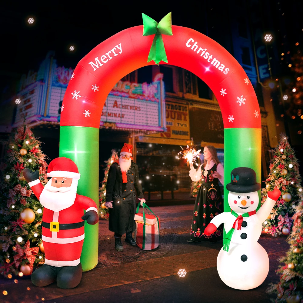 

240cm Christmas Decoration Arch Door Santa Claus Snowman Xmas Festival Air Blow Up Party Decor