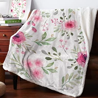 spring pink flower white double thicken blanket printing blanket sofa cover blanket throw on the bed crib sofa childrens gifts