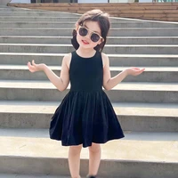 young girls elegant goth dresss black sleeveless tutu dress backless off shoulder party kid dresses 1 2 3 4 5 6 years old