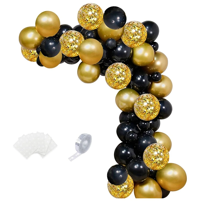 

Balloons Helium Gold Black with Gold Confetti Latex Balloons for Birthday Wedding New Years Party Decor