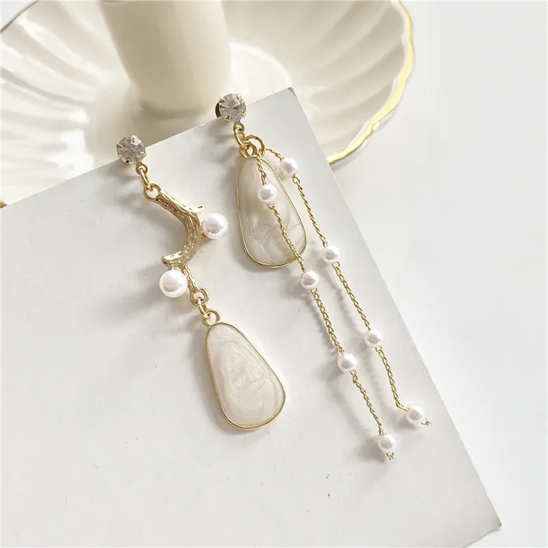 Милые длинные жемчужные Висячие серьги для женщин в Корейском стиле