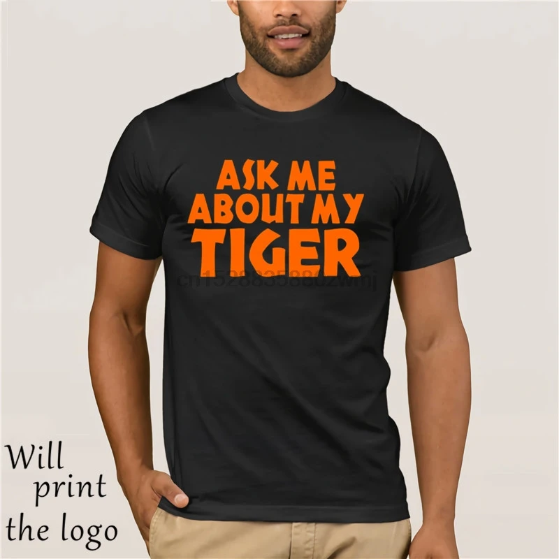 Мужская футболка с откидной крышкой принтом Ask Me About My Tiger забавная Футболка