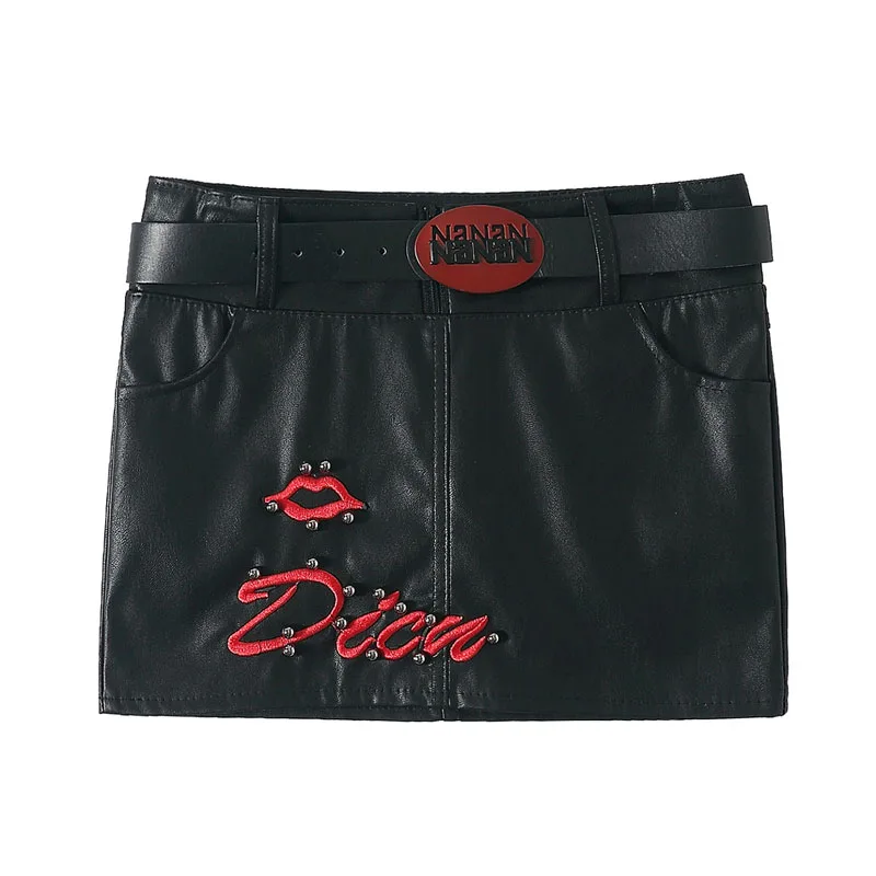 Женская облегающая мини-юбка NYFS юбка из искусственной кожи с вышивкой на