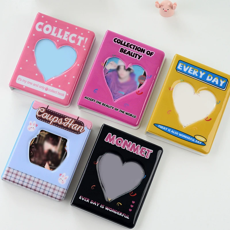 

3inch Cartoon Photo Album Colorful Love Hollow Photos Holder Lovely Printing Business Card Bag Card Holder Cute Mini Photo Album