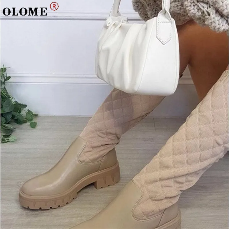 

2022 Women's High-heeled Thigh High Boots Fashion Punk High-heeled Ankle Boots Stretch Ladies Pull-on Women's Boots Size 43