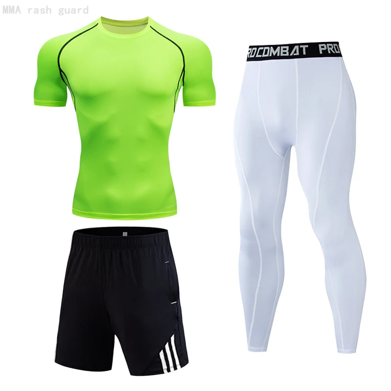 

Summer Short Sleeve Fitness Leggings Men's Running Tights New MMA Compression T-shirt Jogging Leggings Sweat Gym Sports Suit 4xl