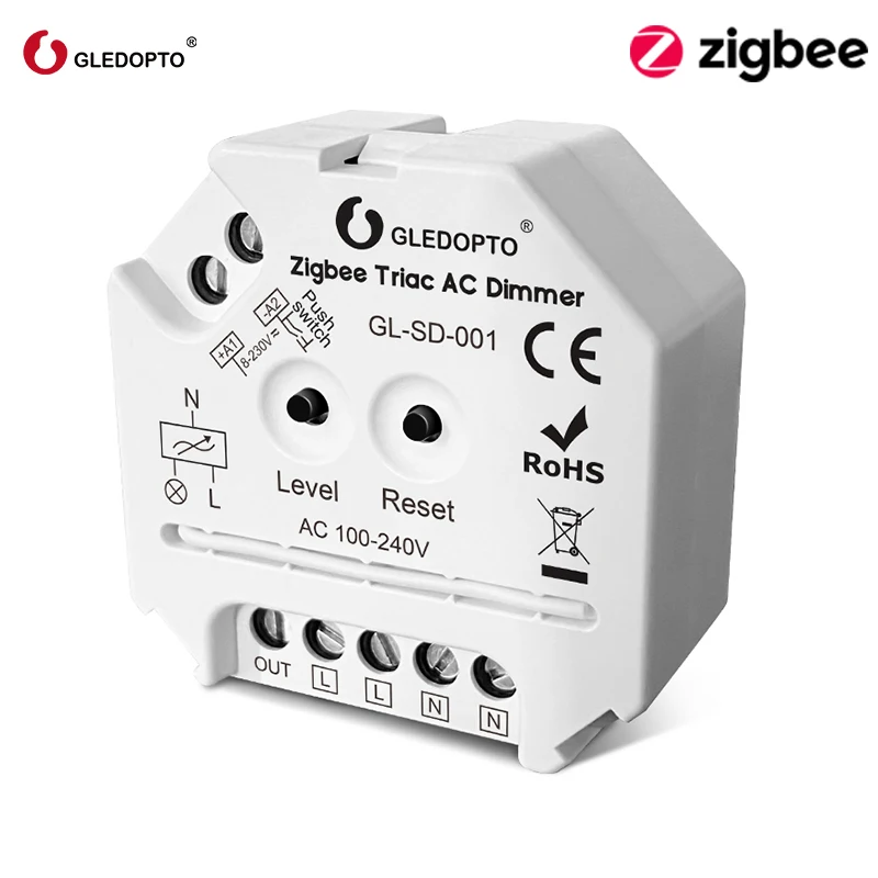 GLEDOPTO Zigbee умный переменный ток, регулятор яркости, модуль переключателя 2,4G RF, беспроводной пульт дистанционного управления, Реле переключения, совместимый с Echo Smartthings Hub - изображение