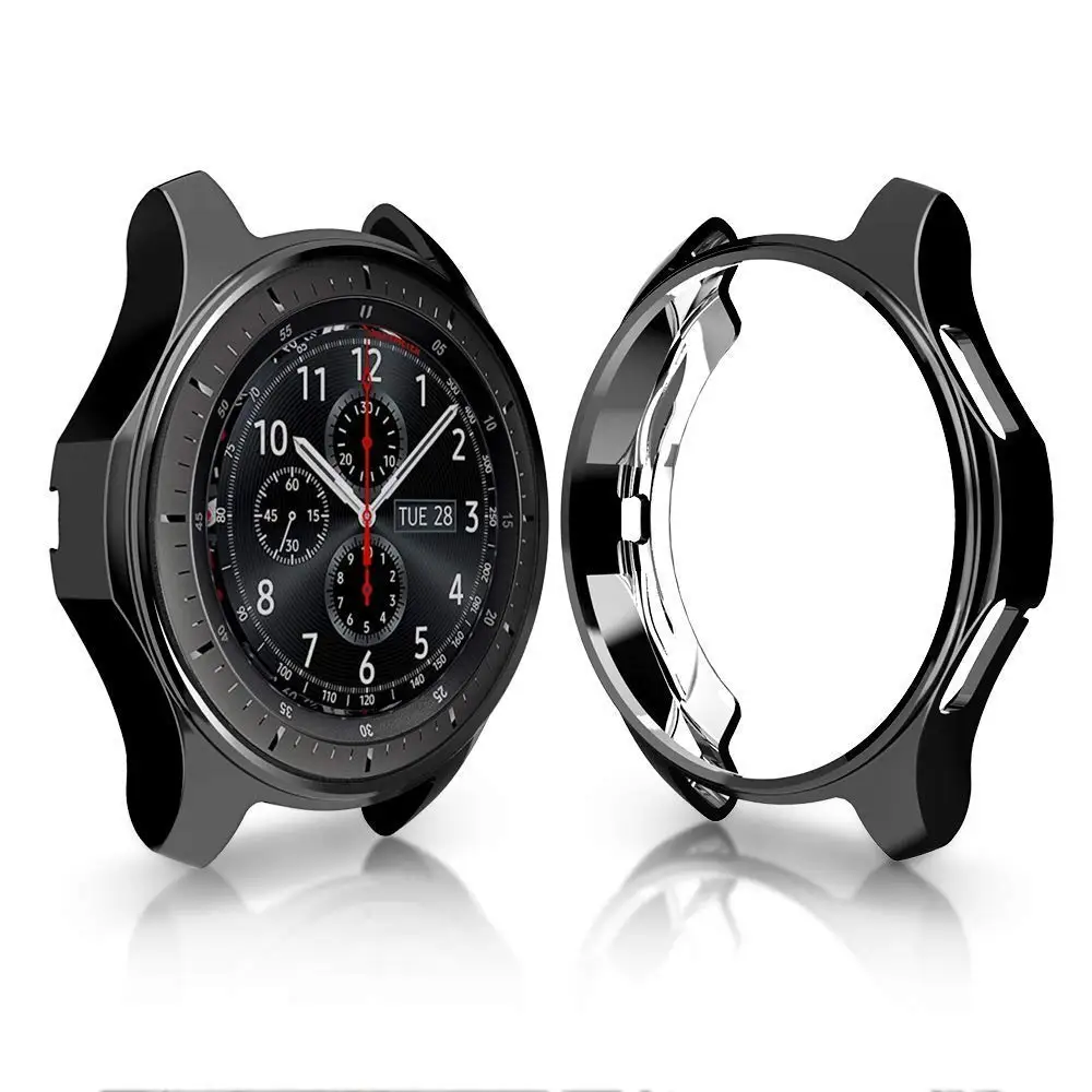 black Мягкий ТПУ защитный чехол для samsung Galaxy Watch 42 мм 46 мм Смарт-часы защитный чехол для samsung gear S3 Frontier - Цвет: black