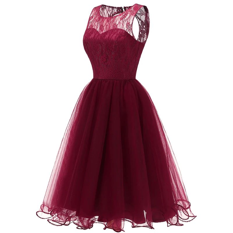 Robe de soiree без рукавов полое кружевное длиной до колена платье для выпускного