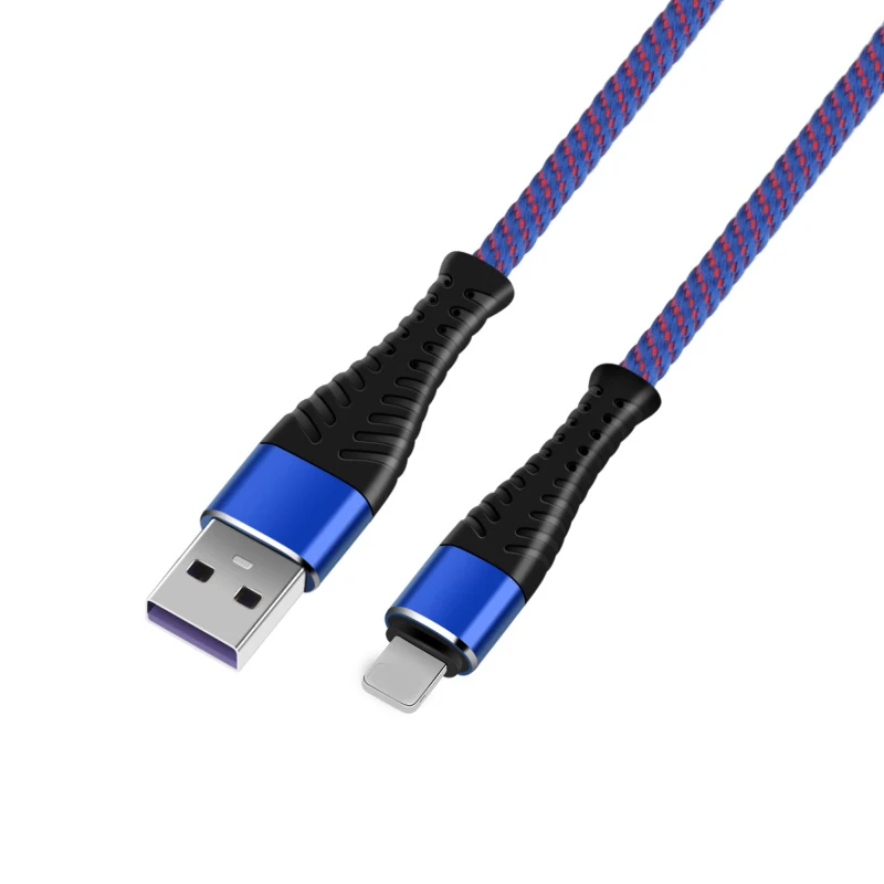 Blue 1 м мощный Плетеный usb-кабель для зарядки и передачи данных для iPhone 5, 6, 7, 8 X XS, XR, iOS, устройство, горячее предложение для iPad Air 1, 2, 3 - Цвет: Blue