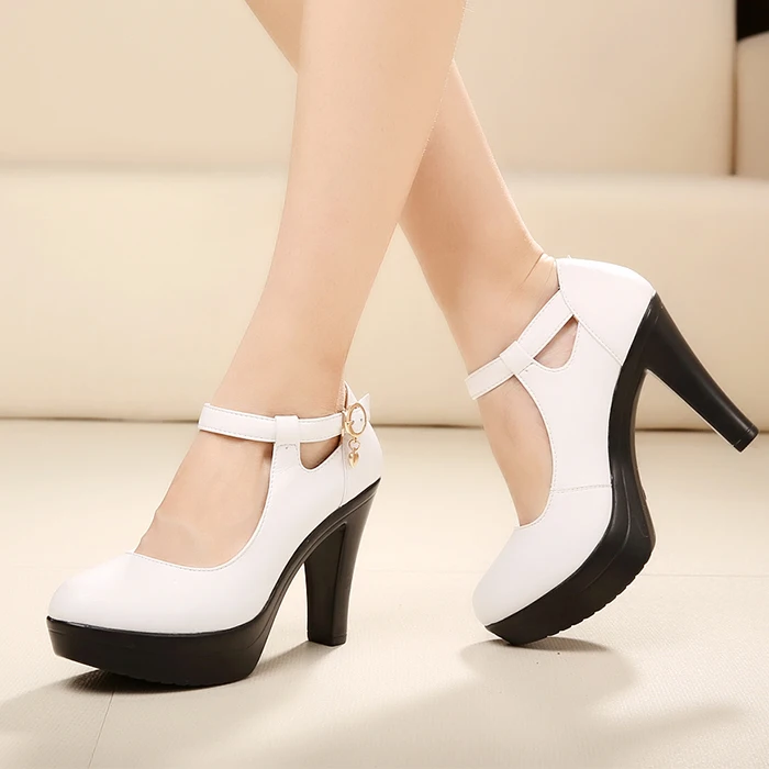 Женские кожаные туфли GKTINOO Туфли Мэри Джейн на платформе и каблуке офисная обувь