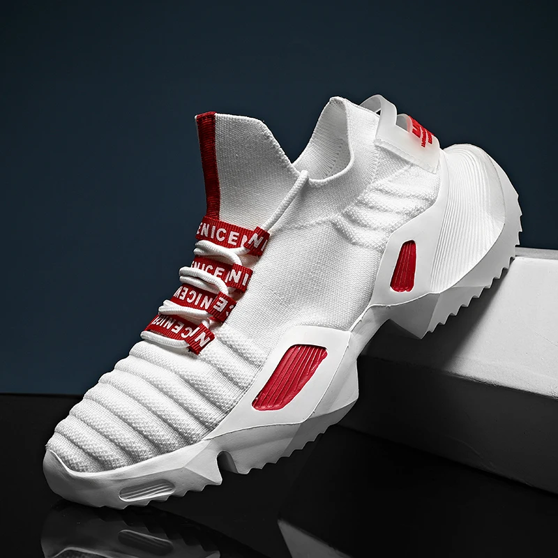 

Outdoor Men Running Shoes Athletic Sports Sneakers Male Trainer Breathable Flying Woven Custom Logo Packing