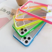 shockproof candy color bumper clear phone case for iphone 13 11 12 pro x xs max 8 7 plus xr se 2020 protective hard back cover
