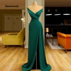 Женское вечернее платье-русалка, темно-зеленое длинное платье для выпускного вечера