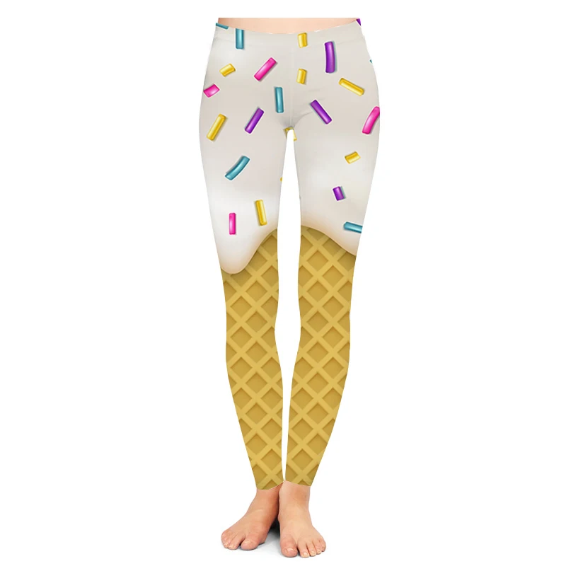 Custom Made Ice Cream Cone Sublimation Printing Female Women Pants Leggings