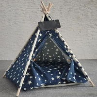 dog tent pet teepee dog cat play house portable washable pet bed for dog cat lace style with cushion blackboard for dog cat
