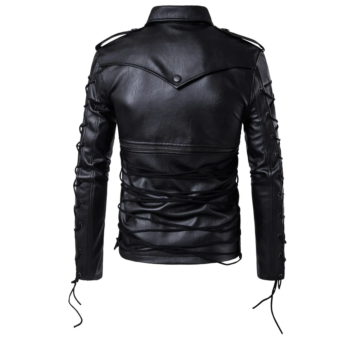 

Popular new European men's solid color motorcycle leather jacket PU leather jacket large leather jacket