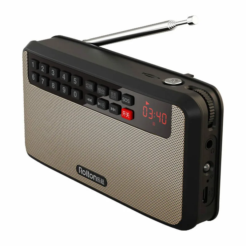 Rolton T60 Stereo Fm Radio Receiver Headset TF Card USB LED Light 2.1 Sound Track Portable Mini Music MP3 Player Elderly Radio. |